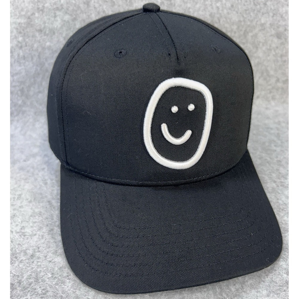 Happiness Project Black Smiley Face Snapback Hat Cap One Size‎ Fits Most